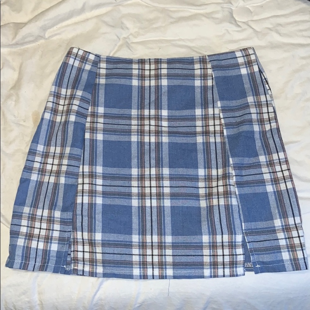 Romwe Blue Plaid Skirt